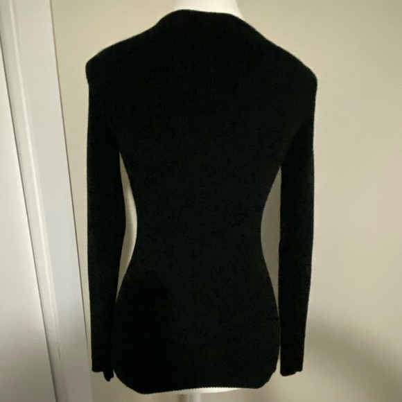 Workhall Black Knit Wrap Style Long Sleeve Fitted V-Neck Sweater- Sz-M - Picture 5 of 16